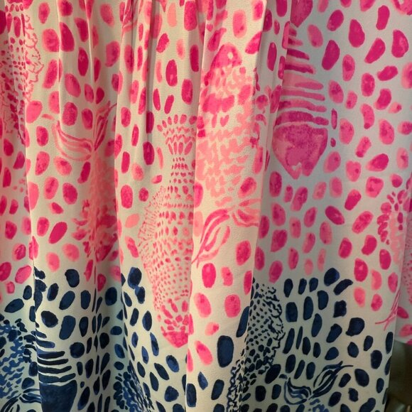 Lilly Pulitzer Marilina Tunic Top Raz Berry Heart & Sole Size Medium - Picture 8 of 9